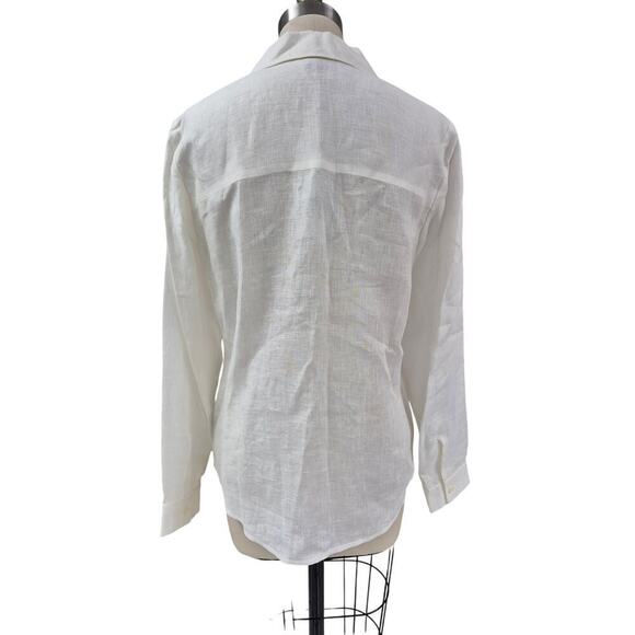 Linda Allard Ellen Tracy 100% White Linen Button Down Shirt Sz 6 S NWT $245 - Picture 4 of 6